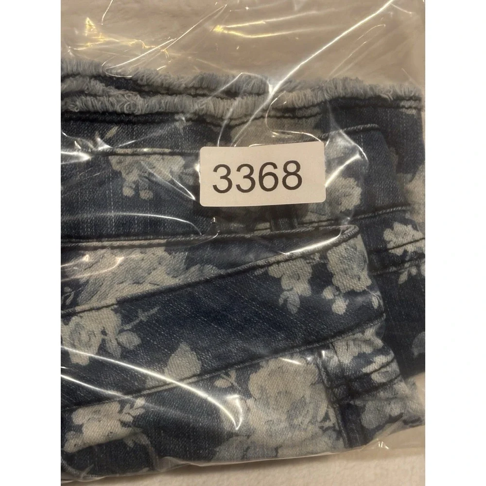 Mudd Shorts Womens 15 Floral Flowers Low Rise Denim Cut Off Boho Frayed Blue‎